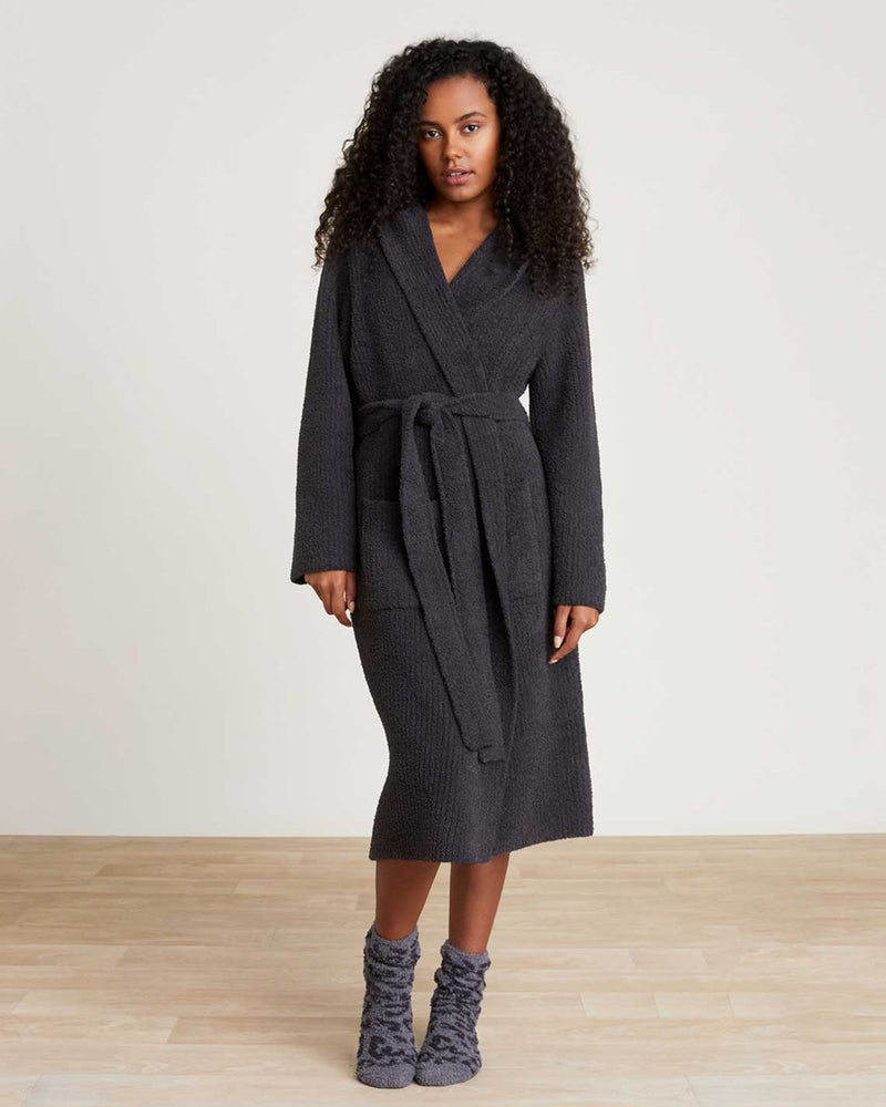 Cozychic Ribbed Hooded Robe in Carbon